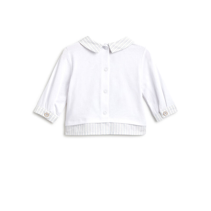 Boys White and Light Blue Baby's Smock with Leggings image number 1